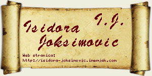 Isidora Joksimović vizit kartica